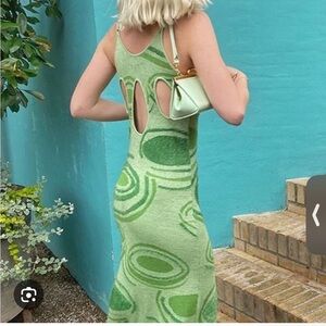 House of Sunny Authentic Green Hockney Midi Dress